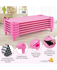 Gouun Kids Stackable Daycare Cot Pack of 6 with Detachable Oxford Cloth