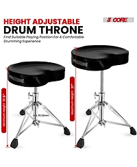 5 Core Drum Throne Padded Guitar Stool Adjustable Heavy Duty Music Chair Seat Universal for Adults & Kids with Anti Slip Rubber Feet