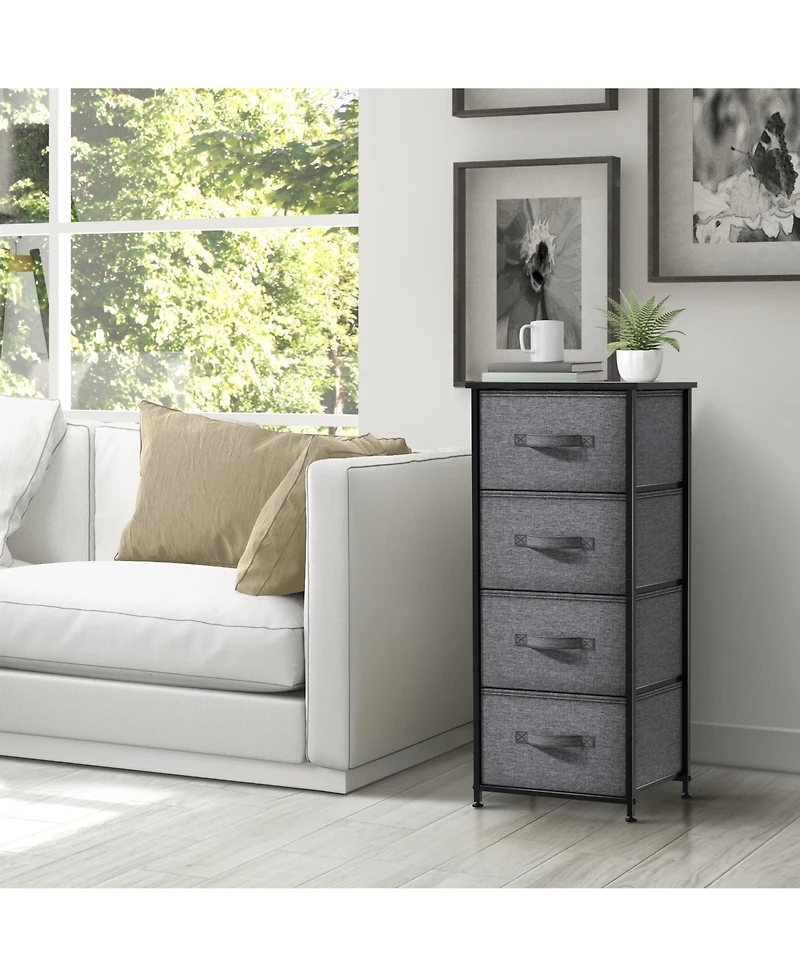 Sorbus 4 Drawers Chest Nightstand - Storage for Closet, Home, College Dorm Features Steel Frame, Wood Top, & Fabric Bins