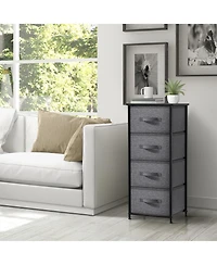 Sorbus 4 Drawers Chest Nightstand - Storage for Closet, Home, College Dorm Features Steel Frame, Wood Top, & Fabric Bins