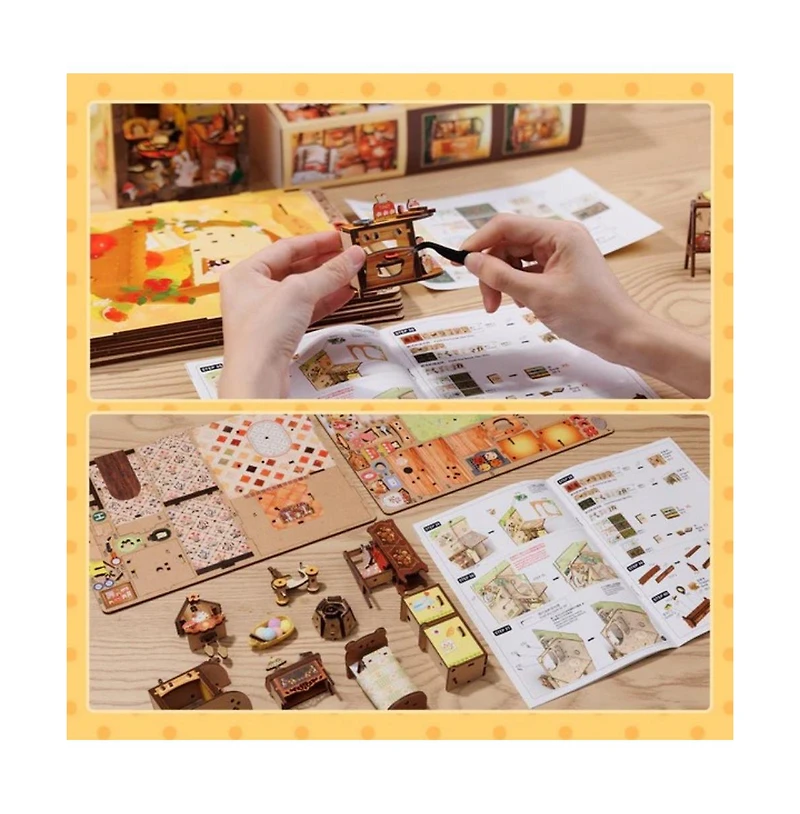 Cutebee Diy Book Nook Kit Diy Miniature House Dollhouse Kit for Adult and Teens, Booknook Bookshelf Decor with Led Light, Gifts (Mole's Apartment