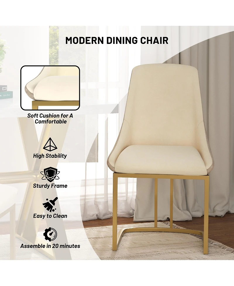 Boyel Living Modern Dining Side Chair with Metal Legs and Swivel Leveling Feet (Set of 2)