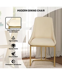 Boyel Living Modern Dining Side Chair with Metal Legs and Swivel Leveling Feet (Set of 2)