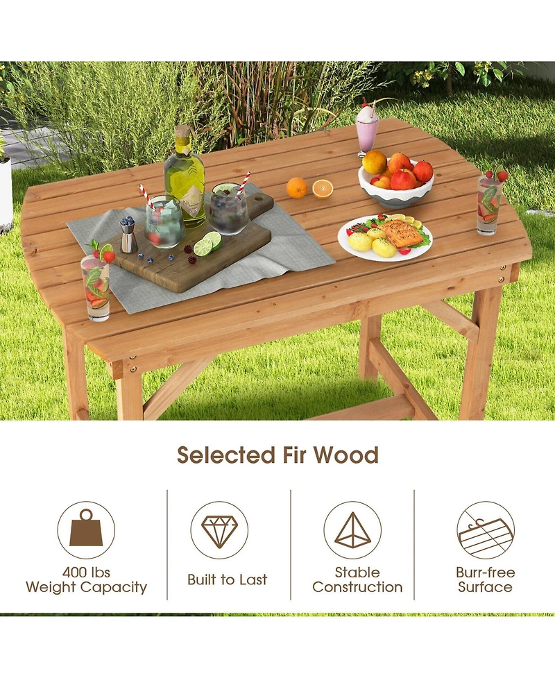 Gouun Outdoor Fir Wood Dining Table with 1.5 Inch Umbrella Hole