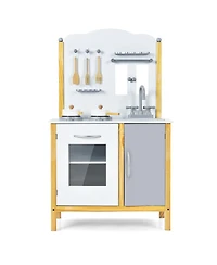 Kids Play Kitchen Set Toddler Pretend Cooking Set w/ Cabinet&Accessories