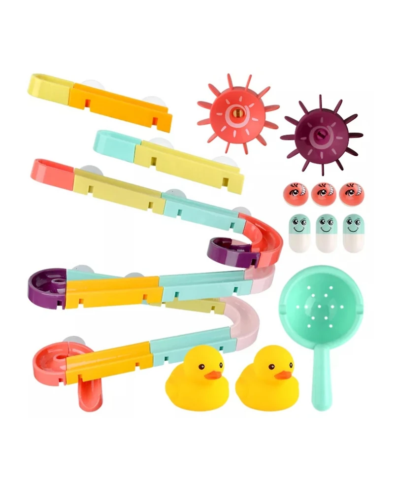 Sperric Toddler Interactive Bathtub Slide Set with Rubber Ducks and Ball – Bath Toys, Puzzle Slide Bath Toy for Kids, Fun Water Slide Bath Toy
