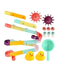 Sperric Toddler Interactive Bathtub Slide Set with Rubber Ducks and Ball – Bath Toys, Puzzle Slide Bath Toy for Kids, Fun Water Slide Bath Toy