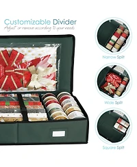 Hearth & Harbor Wrapping Paper Storage Container - Christmas Bag with Interior Pockets