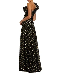 Mac Duggal Women's One Shoulder Ruffle Chiffon Gown With Slit