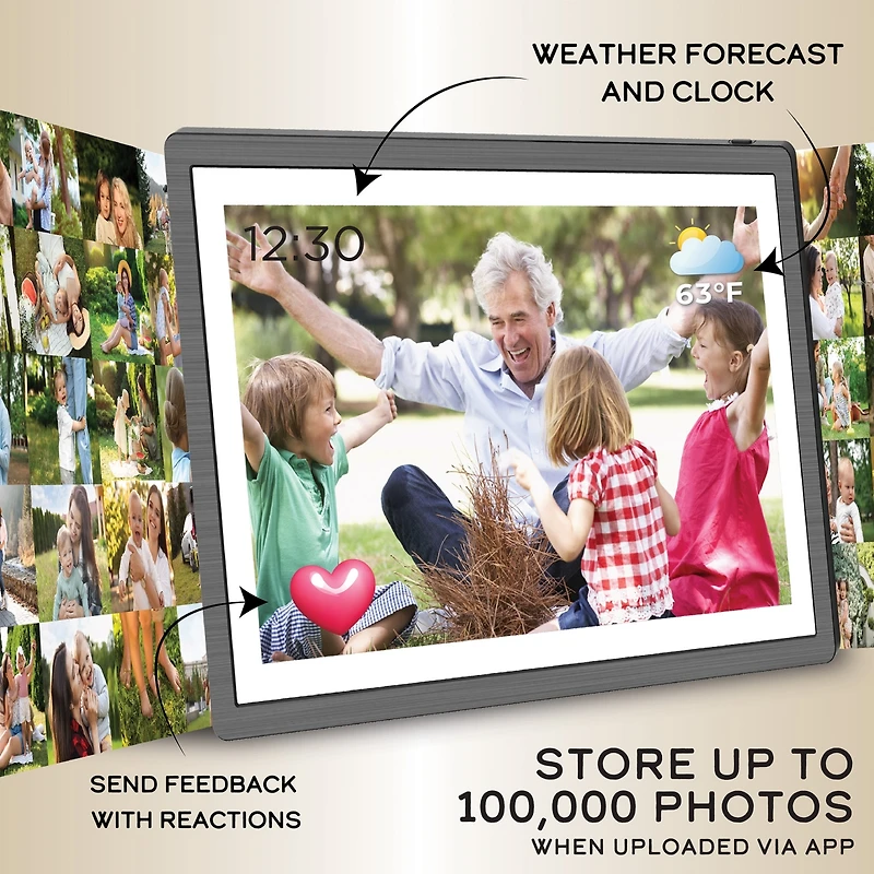 Impecca 15.6” Smart Digital Photo Frame with Wi-Fi, 2GB Ram + 16GB Built-in Storage, Micro Sd Support, Touchscreen Display
