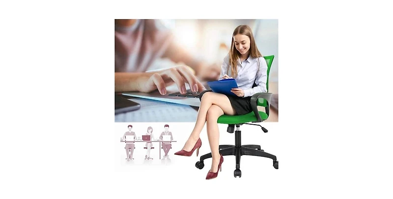 Slickblue Modern Mid-Back Ergonomic Mesh Office Desk Chair with Armrests and Wheels for Comfort Mobility