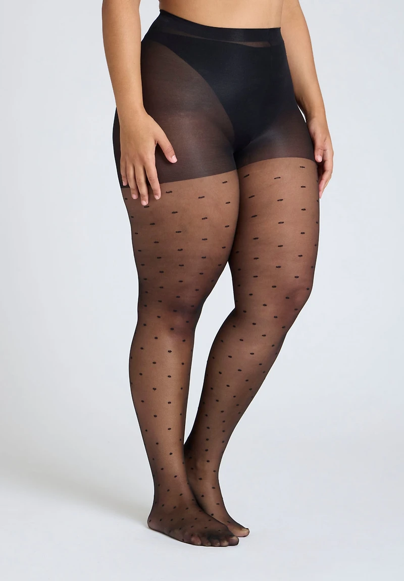 Eloquii Women's Diamond Dot Sheer Tights