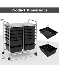 Gouun 12 Drawers Rolling Cart Storage Scrapbook Paper Organizer Bins