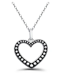 Macy's Oxidized Beaded Open-Heart Pendant Necklace