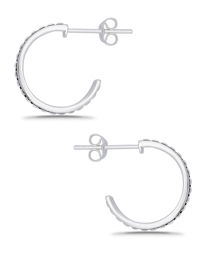 Macy's Oxidized Beaded Round Half Hoop Earrings