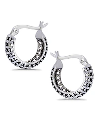 Macy's Oxidized X-Cut Out Pattern Click Top Hoop Earrings
