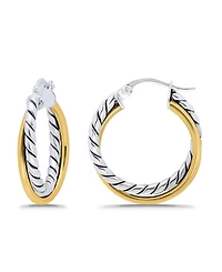 Macy's Oxidized Polish Tubing Click Top Hoop Earrings