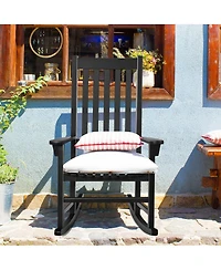 Gymax Wooden Rocking Chair Porch Rocker High Back Garden Seat