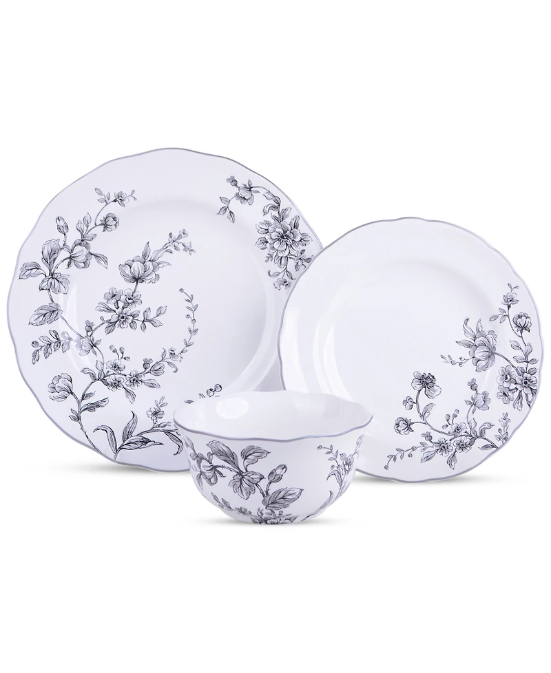 222 Fifth Bellamy Porcelain 12 Pc. Dinnerware Set, Service for 4