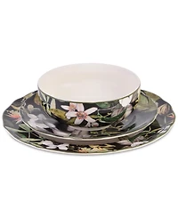 222 Fifth Borneo Black 12 Pc. Dinnerware Set, Service for 4