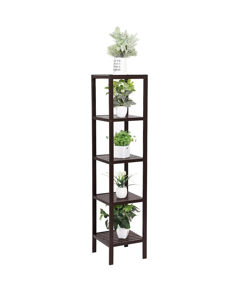 Slickblue Wood 4-Shelf Versatile Storage Unit Rack Narrow Bookcase for Efficient Organization