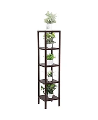 Slickblue Wood 4-Shelf Versatile Storage Unit Rack Narrow Bookcase for Efficient Organization