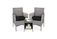 Slickblue 3-Piece Pe Wicker Outdoor Patio Furniture Dining Set with Cushions