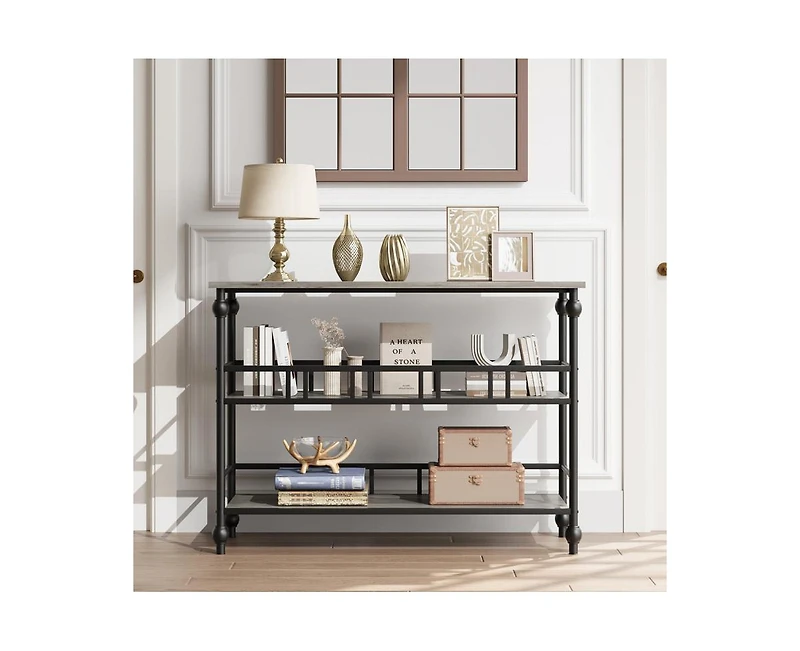 gaomon Console Table, 3-Tier Sofa Tables Narrow Entryway Table with Storage, 43" Behind Couch Table Industrial Hallway Table Home Furniture for Living