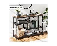 gaomon Console Table, 4-Tier Sofa Tables Narrow Entryway Table with Glass Shelf and Metal Frame