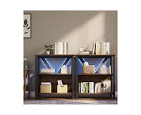 gaomon 3 Tier Bookshelf with Led Lights, Bookcase with Open Display Shelves