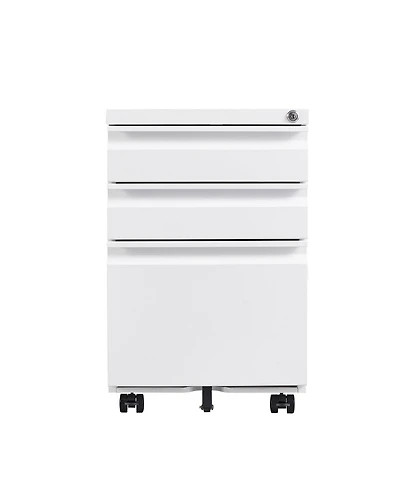 3-Drawer Mobile File Cabinet with Lock Office Storage Filing Cabinet for Legal/Letter Size Pre-Assembled Metal File Cabinet Except Wheels