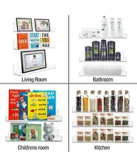 Sorbus 6 Pack Acrylic Wall Ledge Floating Shelf Rack Organizer - Perfect for Displaying books, decor, kitchen organization and more