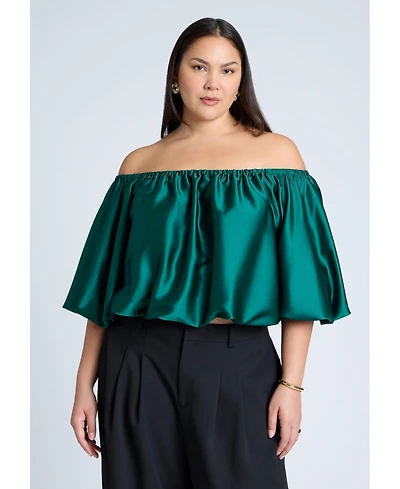 Eloquii Women's Satin Bubble Top