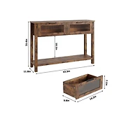 gaomon Entryway Table, 2 Tier Console Table with Storage, Wood Sofa Table with 2 Glass Drawers for Entry Way, Hallway,Living Room