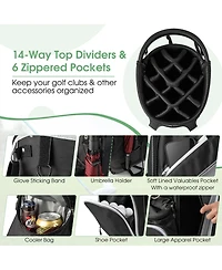 Gymax Golf Stand Bag Golf Club Bag w/ 14 Way Top Dividers & 6 Pockets & Carrying Handles