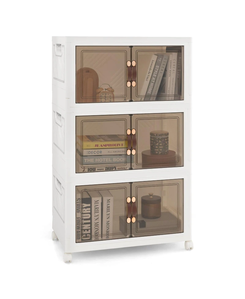 Gouun Stackable Storage Bins with Lockable Wheels-3 Pack