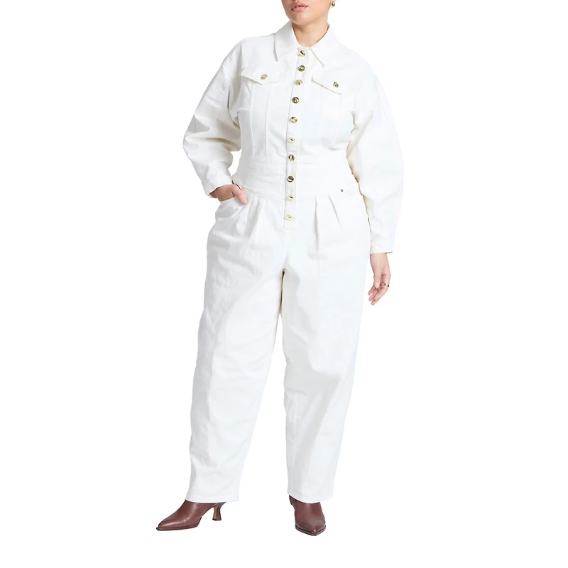 Eloquii Women's Gold Hardware Denim Jumpsuit