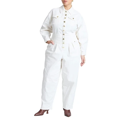 Eloquii Women's Gold Hardware Denim Jumpsuit