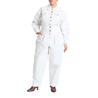 Eloquii Women's Gold Hardware Denim Jumpsuit
