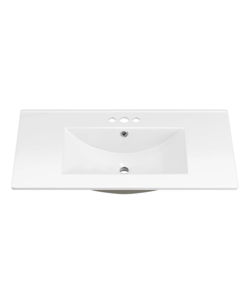 Lovmor Bathroom Ceramic Vanity Top with Three Holes in White