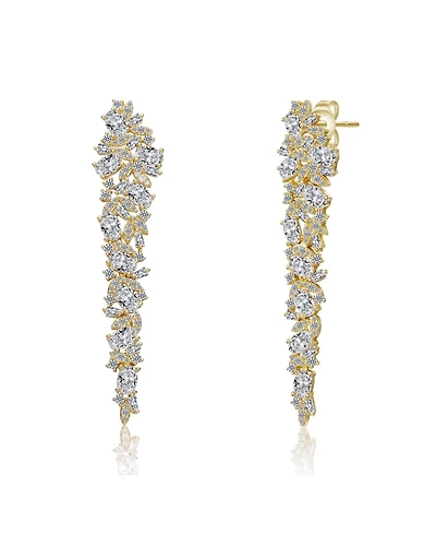 14k Gold Plated Cubic Zirconia Linear Formal Dangle Earrings