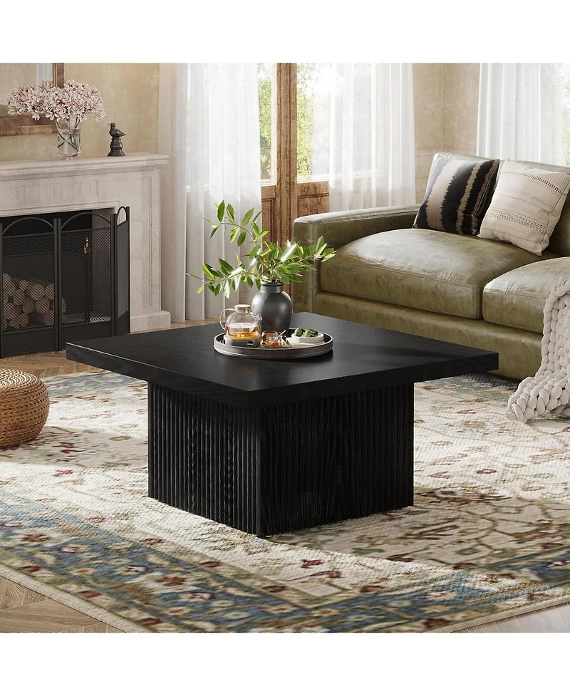 Tribesigns Square Coffee Table, 31.5-Inch Engineered Wood Vintage Brown Center Large Mid-Century Modern Cocktail Table