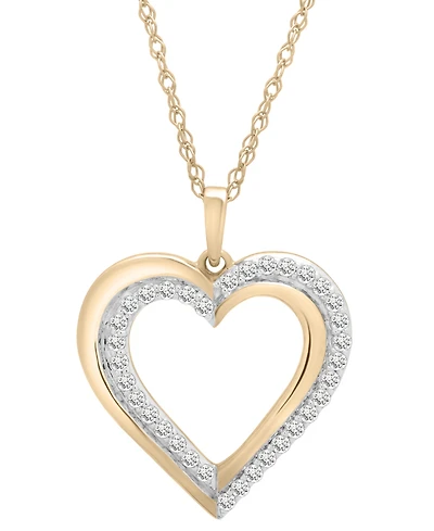 Diamond Heart Pendant 18" Necklace (1/4 ct. t.w.) in 10K Gold, Exclusively at Macy's