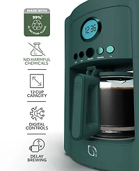Willow Kitchen 12 Cup Coffee Maker – Programmable Brewing Options with Timer, Beautiful Design, Glass Pot