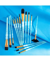 Royal & Langnickel Crafter's Choice Synthetic Black Taklon Paint Brushes, 15pc