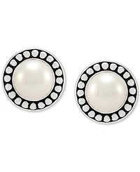 Cultured Freshwater Pearl (9-1/2mm) Framed Stud Earrings in Sterling Silver