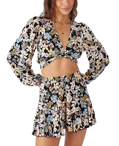 O'Neill Juniors' Livvie Printed Long-Sleeve Crop Top
