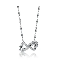 Sterling Silver White Gold Plated Cubic Zirconia Dainty Bow Neckalce
