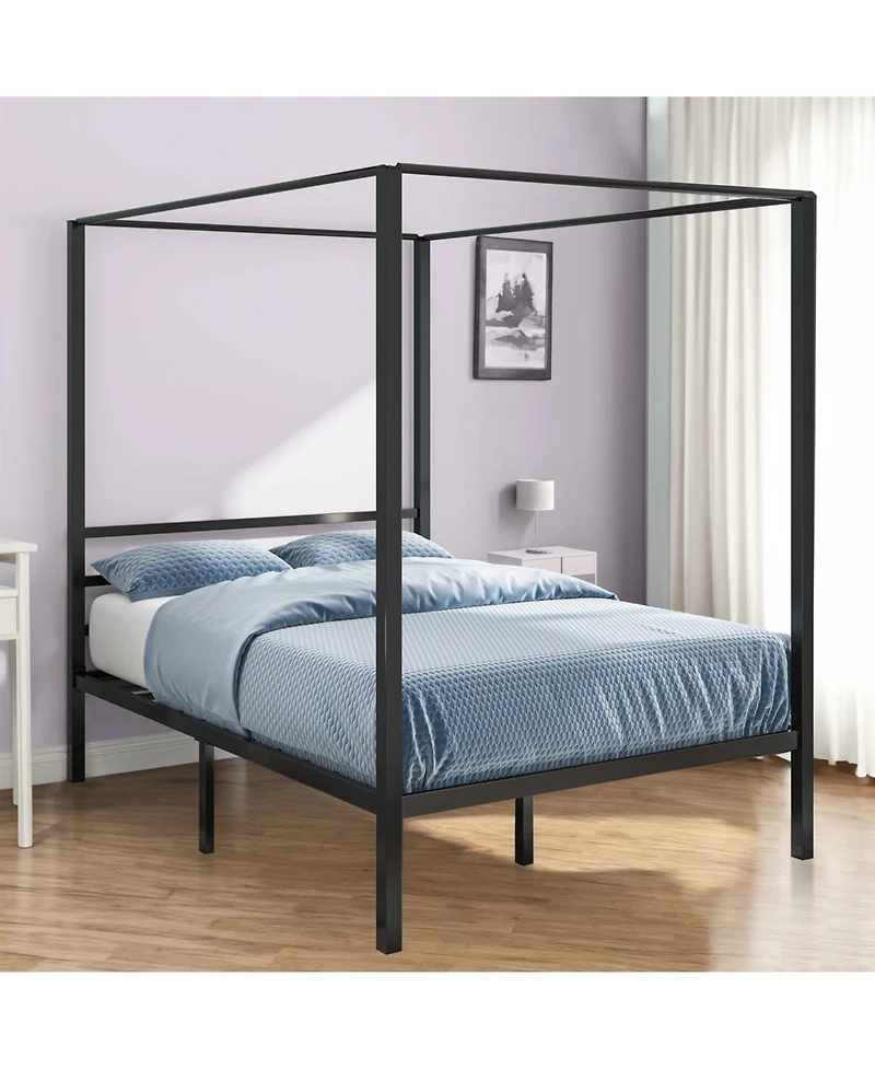 Slickblue Modern Four Poster Canopy Bed - Stylish and Elegant Frame for Bedroom