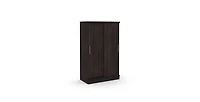 Barn Door Style Wardrobe Cabinet – Farmhouse Armoire with Garment Rod and Shelves for Stylish Bedroom Storage